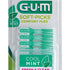 GUM® SOFT-PICKS® COMFORT FLEX Mint 40er Blister mit grünem Griff und Minzsymbol.