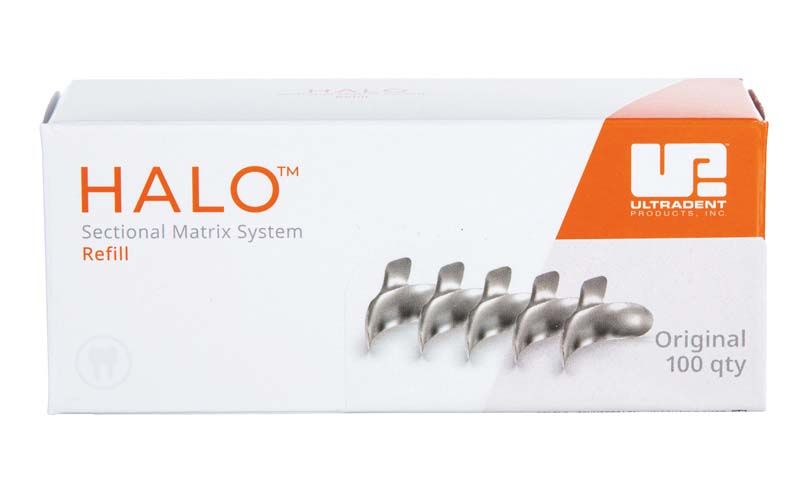 Halo™ Original Teilmatrizenbänder 3,5mm in weißer Verpackung mit Produktabbildung