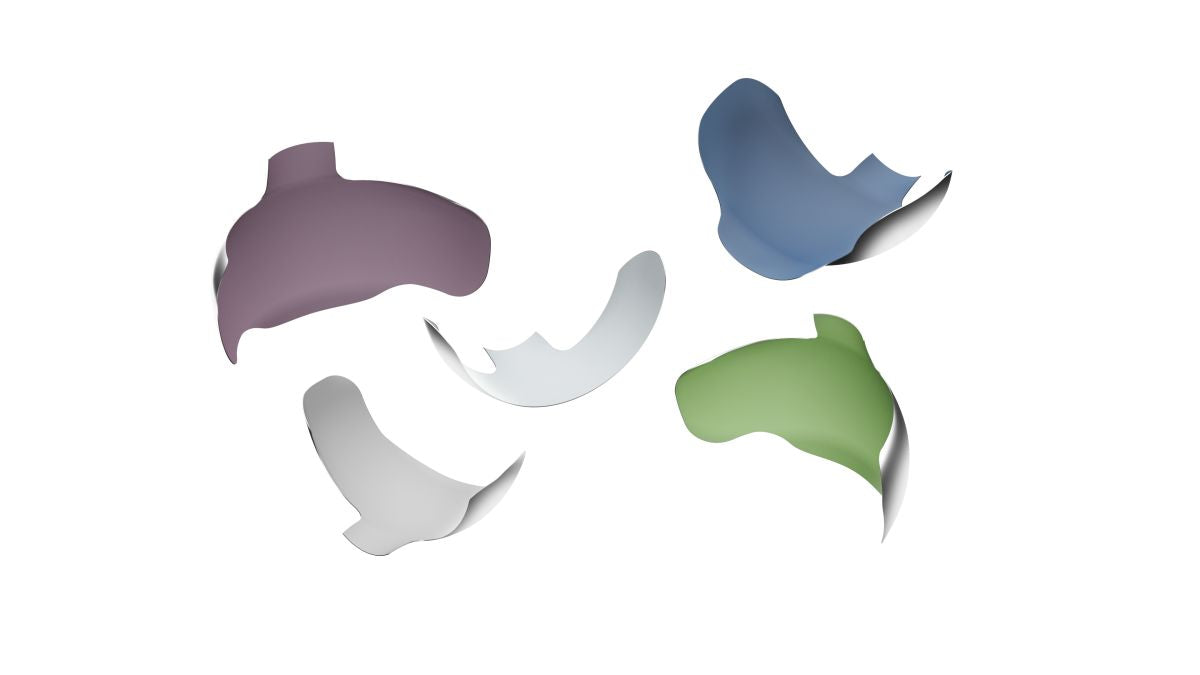 Grünes Strata-G™ Matrizenband mit Antihaftbeschichtung, Detailansicht der Formgebung.