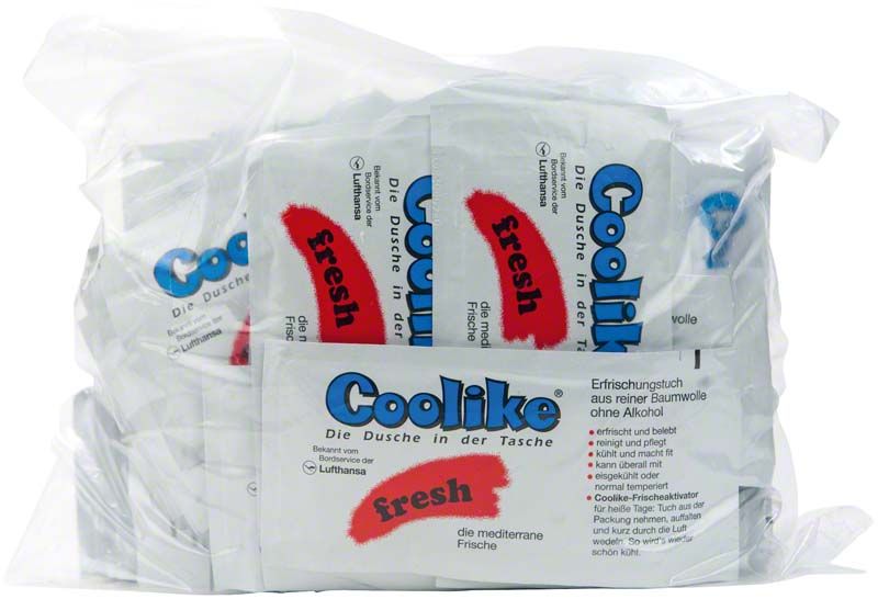 Erfrischungstücher Fresh von Coolike in umweltfreundlicher Verpackung.