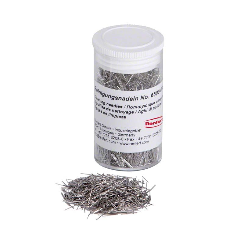 Reinigungsnadeln in durchsichtiger Dose für dentale Anwendungen.