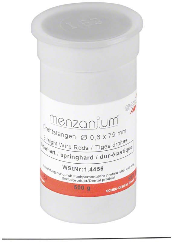 MENZANIUM® Drahtstangen federhart in weißer Kunststoffverpackung, 0,6 x 75 mm.