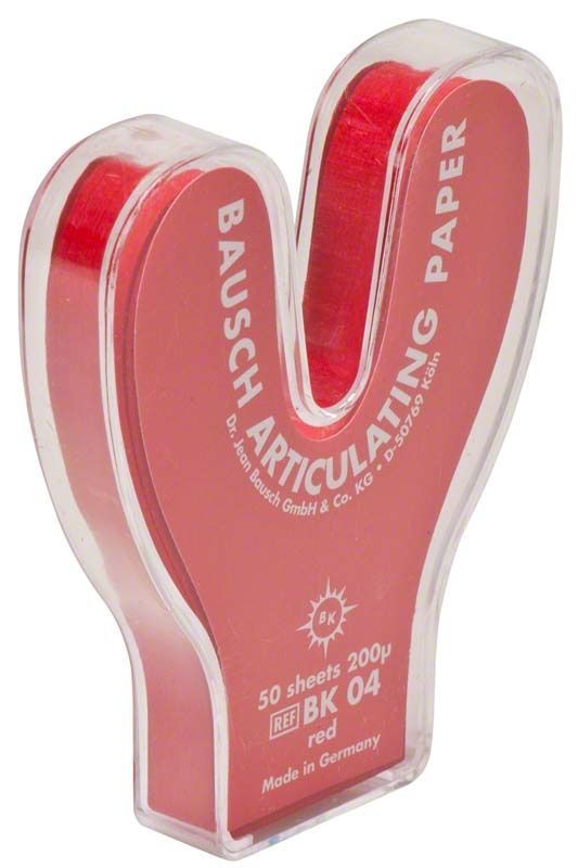 Artikulationspapier in Hufeisenform, 200 µ, rot, im transparenten Etui.