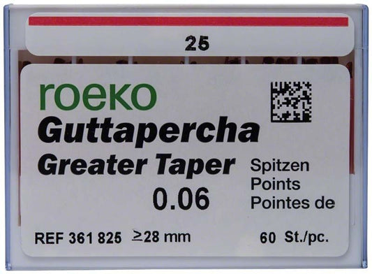 Image of ROEKO Greater Taper Guttapercha-Spitzen 6% Gr. 025 rot