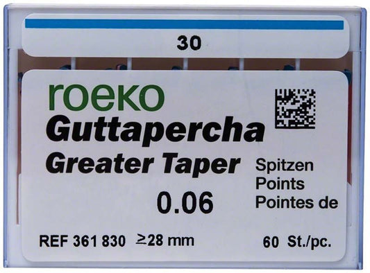 Image of ROEKO Greater Taper Guttapercha-Spitzen 6% Gr. 030 blau