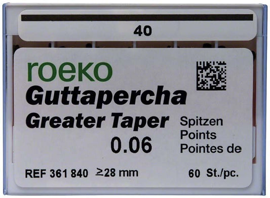 Image of ROEKO Greater Taper Guttapercha-Spitzen 6% Gr. 040 schwarz