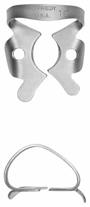 Kofferdam-Klammer aus Satin-Stahl, Figur 10 für Molaren.