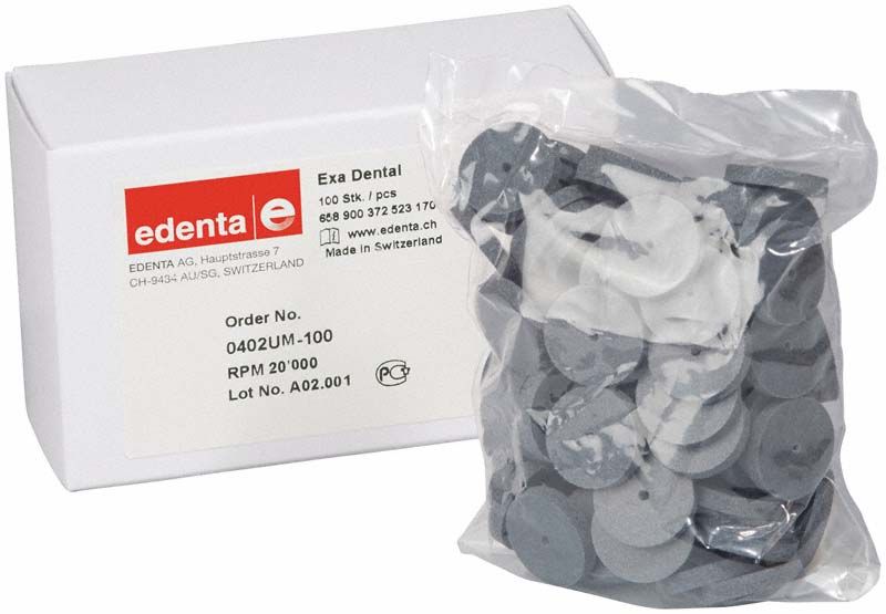 Exa Dental Polierer schwarz unmontiert 100er Scheibe klein grob in Verpackung.
