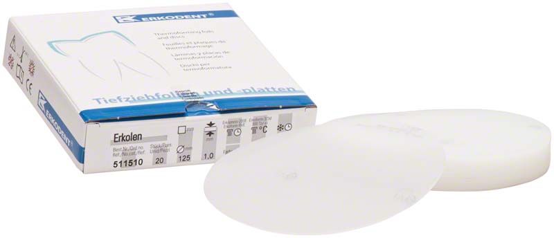 Erkolen 20 St. Ø125mm x 1,0mm Dentalkunststoffplatten mit Verpackung