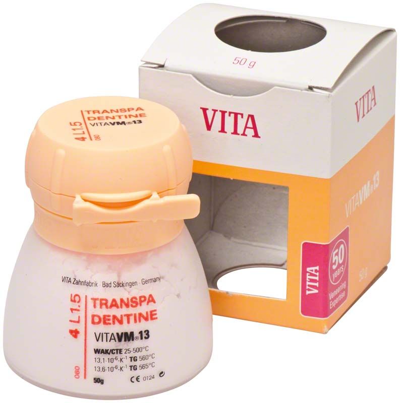 VM13 3D Transpa Dentin 50g 4L1.5 in geöffneter Verpackung.
