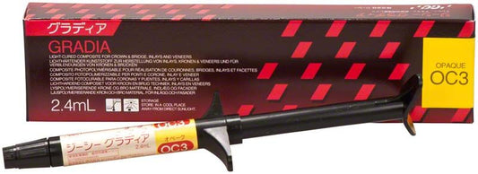 Gradia Opaque OC3 Spritze mit 2,4 ml Zahnmaterial vor Verpackung