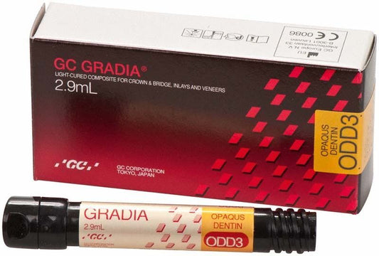 Gradia Opaque Dentin ODD3 in Verpackung mit 2,9 ml Inhalt.