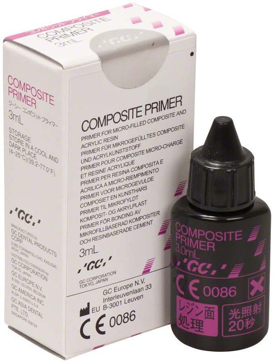 Gradia Composite Primer Flasche und Verpackung mit Produktinformationen.