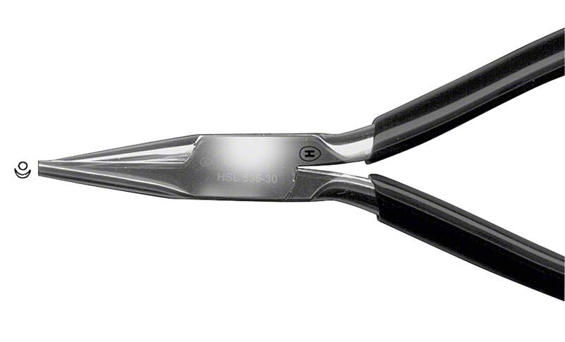 Draht- und Bügelbiegezange, 13,5 cm, mit schwarzem Griff.