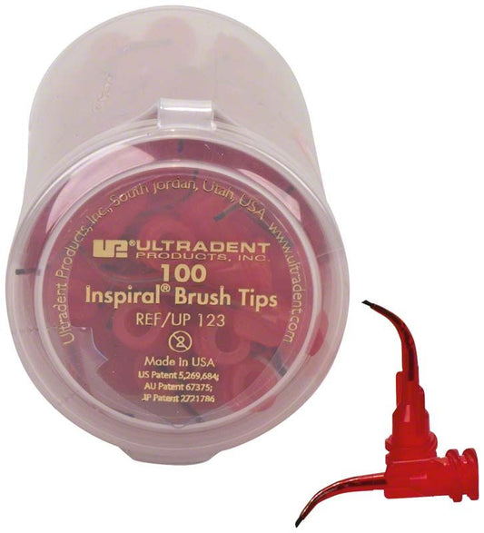 Transparente Verpackung mit 100 roten Inspiral Brush Tip Applikatoren.