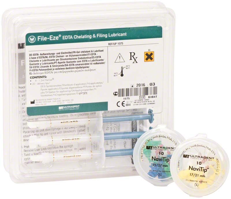 File-Eze Kit mit EDTA-Chelatbildner und Feilen-Lubrikant in Kunststoffverpackung.