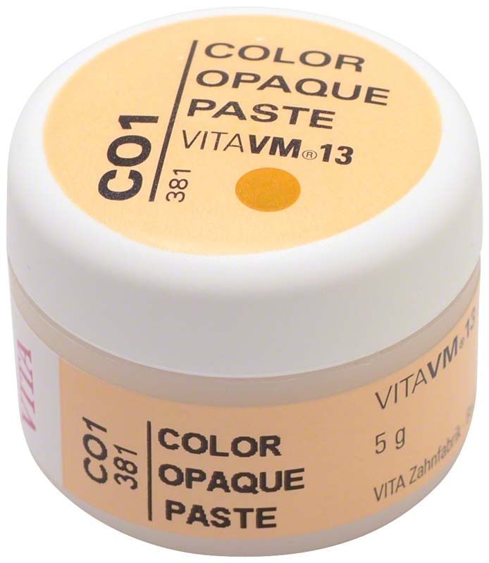 Behälter mit VM13 Color Opaque Paste CO1, 5g, auf hellem Hintergrund.