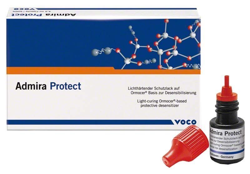 Admira Protect Flasche und Verpackung mit chemischer Molekülgrafik.