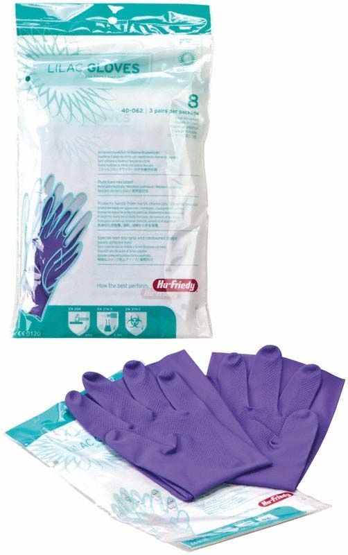 Nitrilarbeitshandschuhe in Lila, Größe 8, in medizinischer Verpackung.