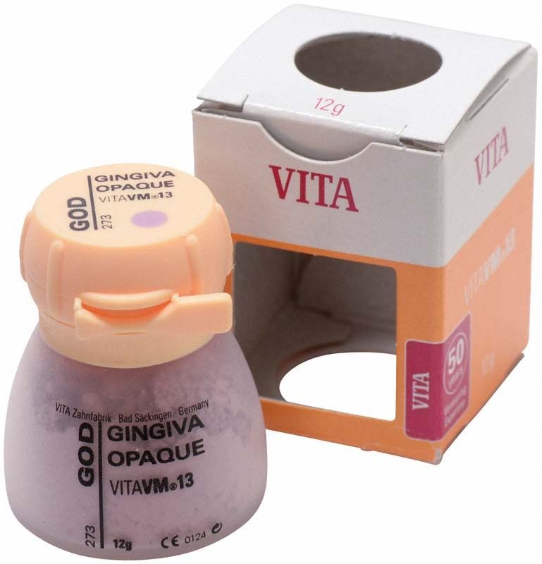 VM13 Gingiva Opaque GOD Zahnfarbe mit geöffneter Verpackung.