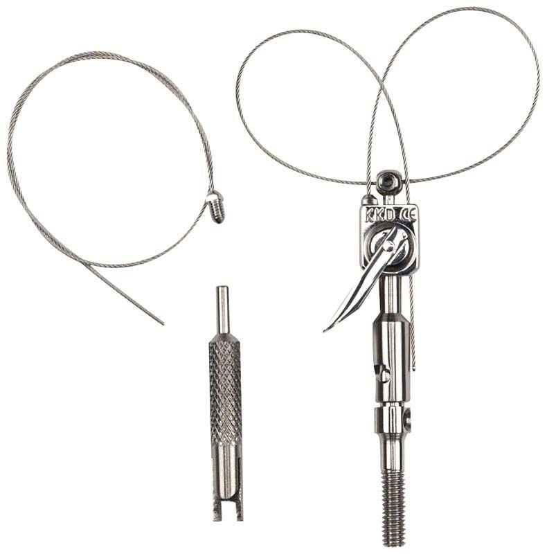 Doppelter Loop-Tip-Satz aus Metall mit Drahtschlaufen und Griff.