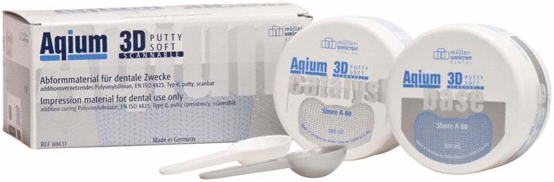 Aqium 3D Putty Soft 2x300ml, Abformmaterial für dentale Zwecke mit Löffel.