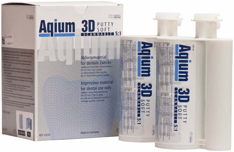 Aqium 3D Kartuschen 5:1, 2x380ml, Abformmaterial für dentalen Gebrauch.