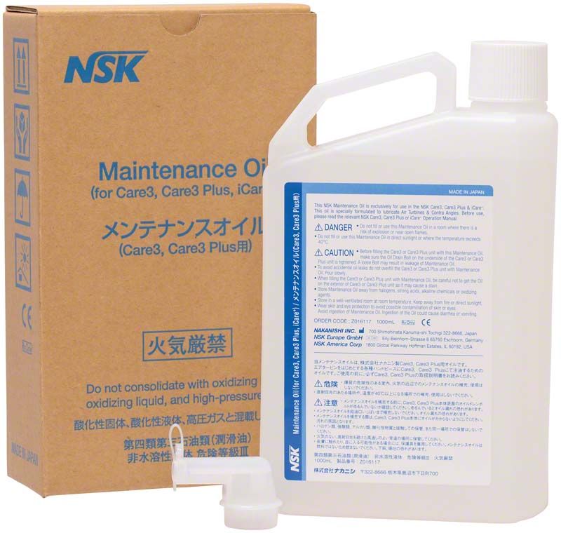 Pflegeöl Care 3 Flasche 1 Liter mit Verpackung für iCare+ Gerätepflege.