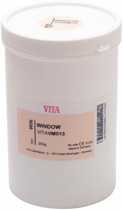 Weiße Dose mit VITA VM13 Window WIN 250g Etikett.