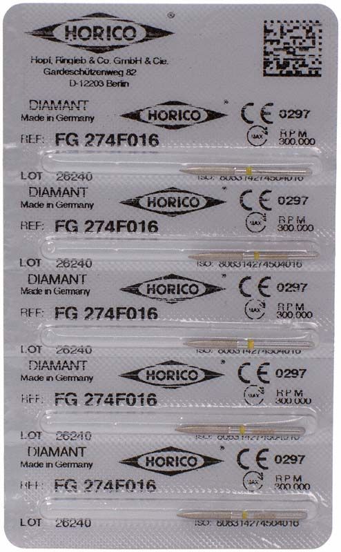Blisterpackung mit fünf Diamant-Schleifern FG 274F 016.