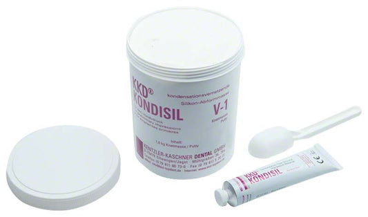 KKD® KONDISIL V-1 Abformsilikon-Dose mit Härter-Tube und Spatel.