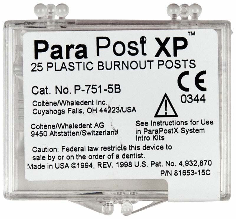 ParaPost® XP™ Ausbrennstifte, 25er Packung, Größe 5, mit Verpackungsdetails.