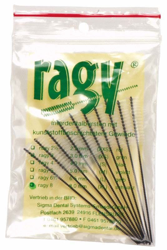 Ragy Interdentalreiniger schwarz 8,0 mm XL in Kunststoffverpackung.