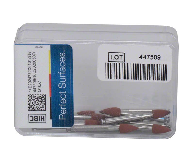 Packung mit 10 mittelgroßen EVEFLEX Dentalpolierern mit Etikett und Barcode.