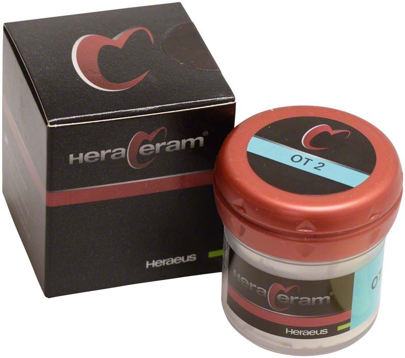 HeraCeram® Opal Transpa OT2 in Originalverpackung mit rotem Deckel.