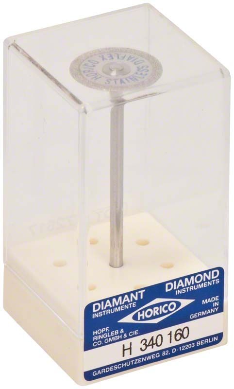 Diamantschleifinstrument Diaflex® H 340 160 HP in transparenter Verpackung.