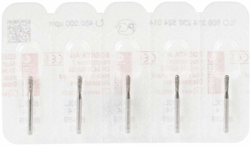 Diamantenschleifer Diamant FG 830L 014 in Blisterverpackung für Zahnmedizin.