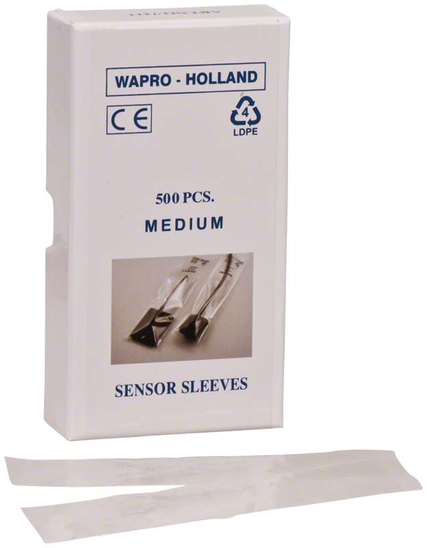 WAPRO SENSOR Schutzhüllen 500 St. medium Verpackung mit Schutzhüllenabbildung.