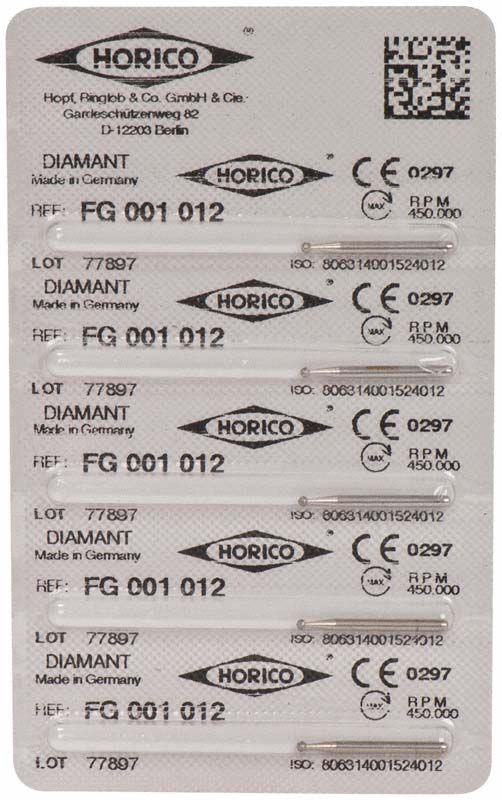 Verpackung für Diamant FG 001 012 mit CE- und Lot-Nummern.