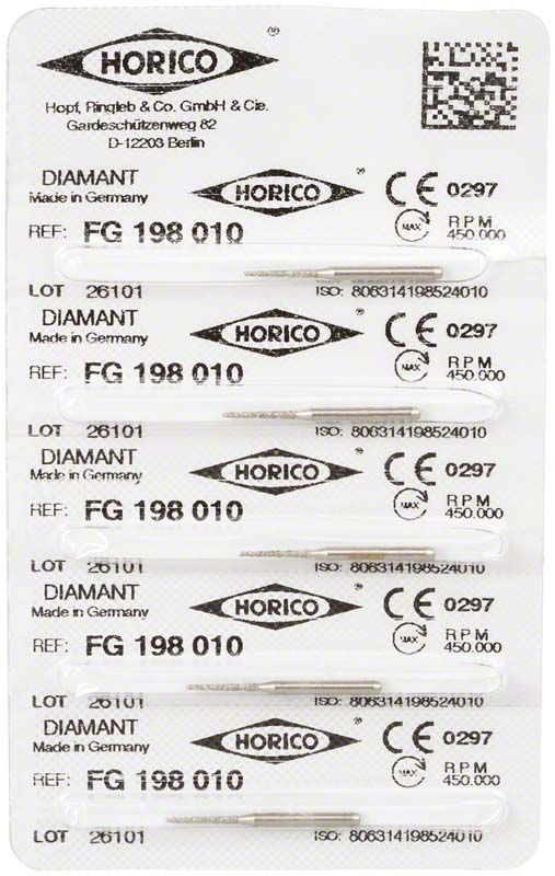 Verpackung von Horico Diamant FG 198 010 mit CE-Kennzeichnung.