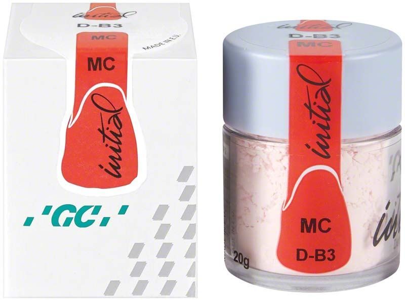 GC Initial MC Dentin 20g DB3 in weißem Behälter mit rotem Etikett.