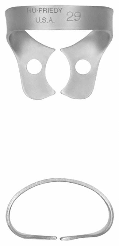 Kofferdam-Klammer Satin Steel Figur 29 für UK Prämolaren.