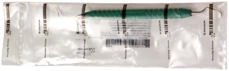 After-GRACEY-Kürette Figur 7/8 mit grünem Griff in Verpackung.