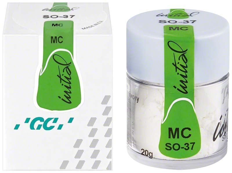 GC Initial MC Shoulder Opaque 20g, Verpackung und Glas mit grüner Beschriftung SO-37.