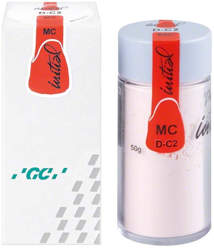 GC Initial MC Dentin 50g DC2 mit rotem Etikett auf weißer Verpackung.