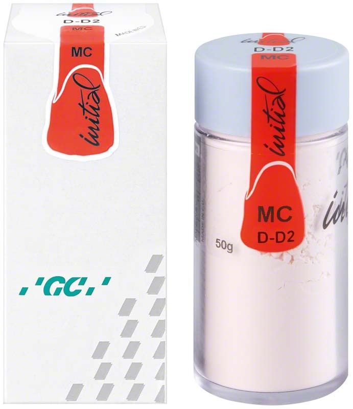 GC Initial MC Dentin 50g DD2 in weißer Verpackung mit rotem Etikett.