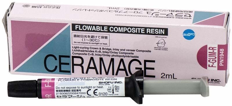 Ceramage Flowable Zahnfleisch/Effekt F-GUM-R in 2ml Tube mit Verpackung.