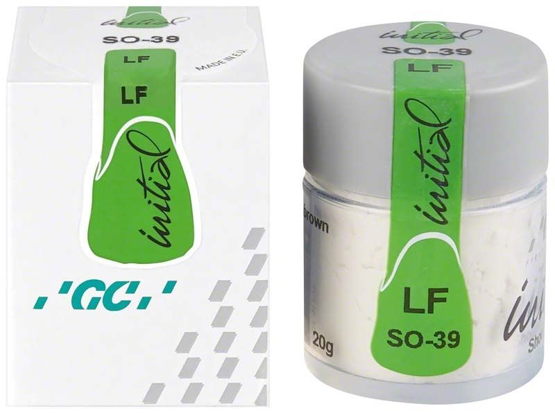 GC Initial LF Shoulder Opaque Powder SO-39 in weißer Verpackung mit grünem Etikett.