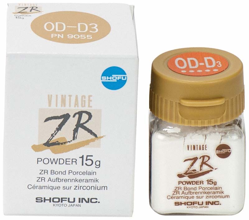 Behälter mit VINTAGE ZR Opaque Dentin OD-D3 15g von Shofu.
