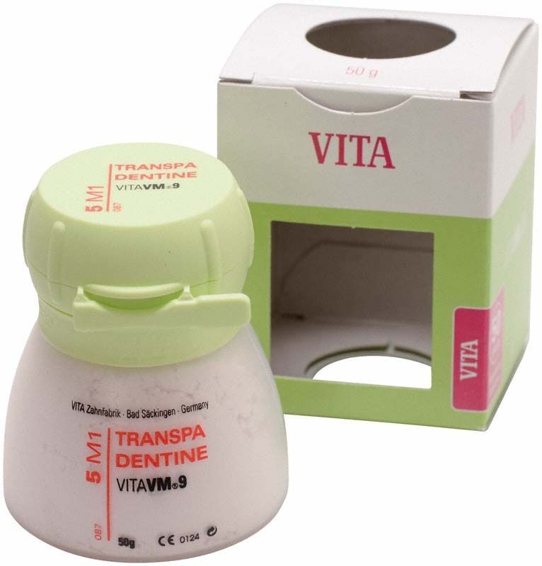 VM9 3D Transpa Dentin 50g 5M1 in geöffneter Verpackung.